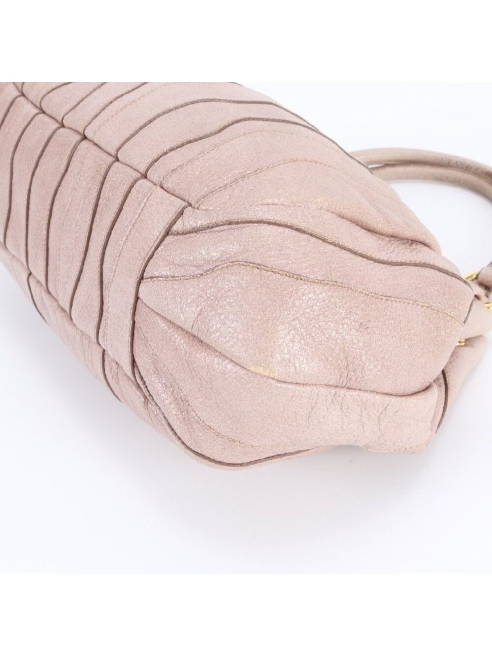 ★SOLD★ Prada Gathered Leather Tote Shoulder Hand Pink Gold - Picture 5 of 8